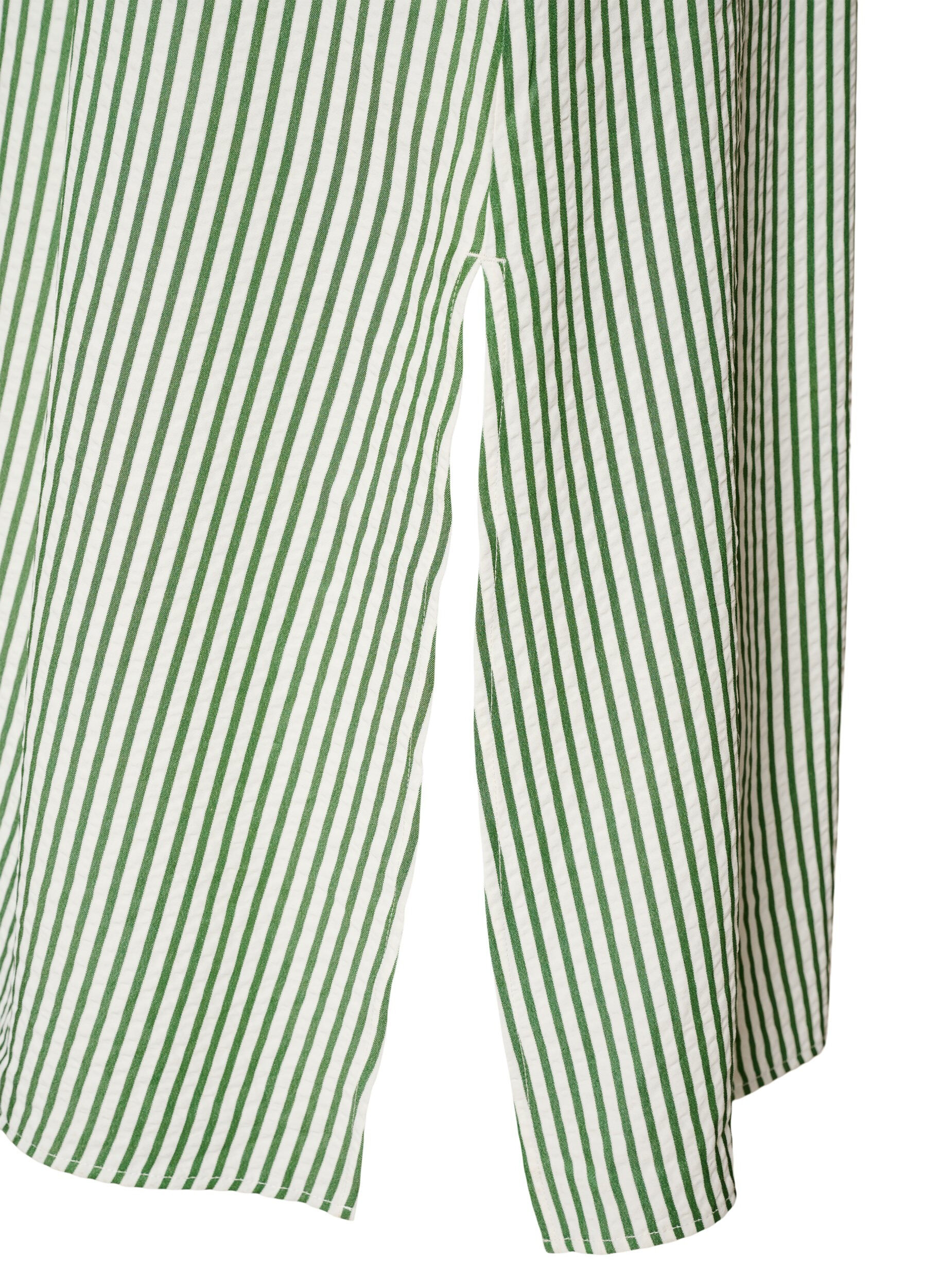 Zizzifashion Ankle-length shirt dress with tie belt and stripes, Green, Packshot image number 3