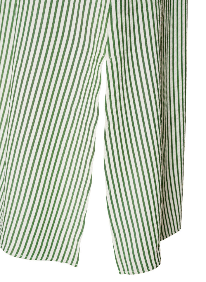 Ankle-length shirt dress with tie belt and stripes, Green, Packshot image number 3