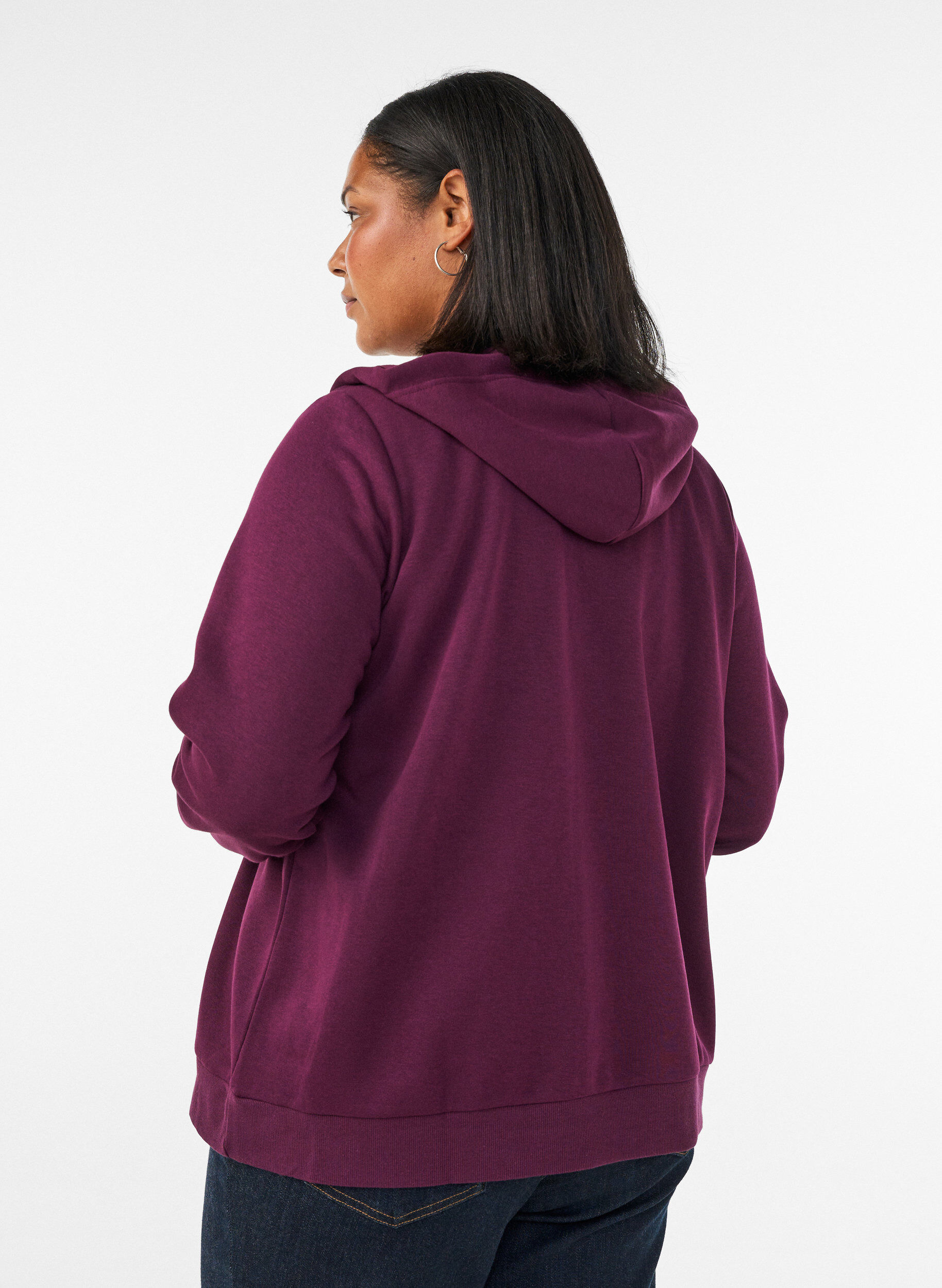ZizzifashionHooded sweatshirt with a zip and pockets, Purple, Model image number 2