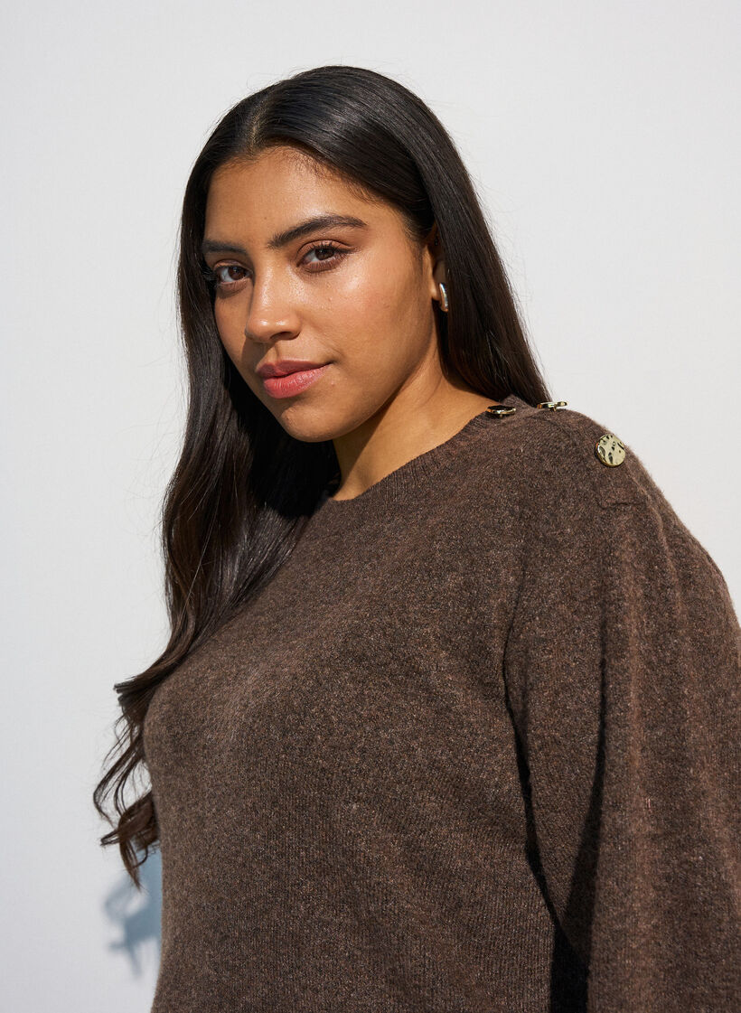 Knit blouse with button detail, 0890, Model image number 3