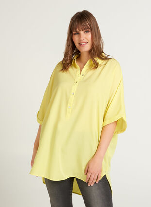 Short-sleeved oversize shirt, Sunny Lime, Model image number 0