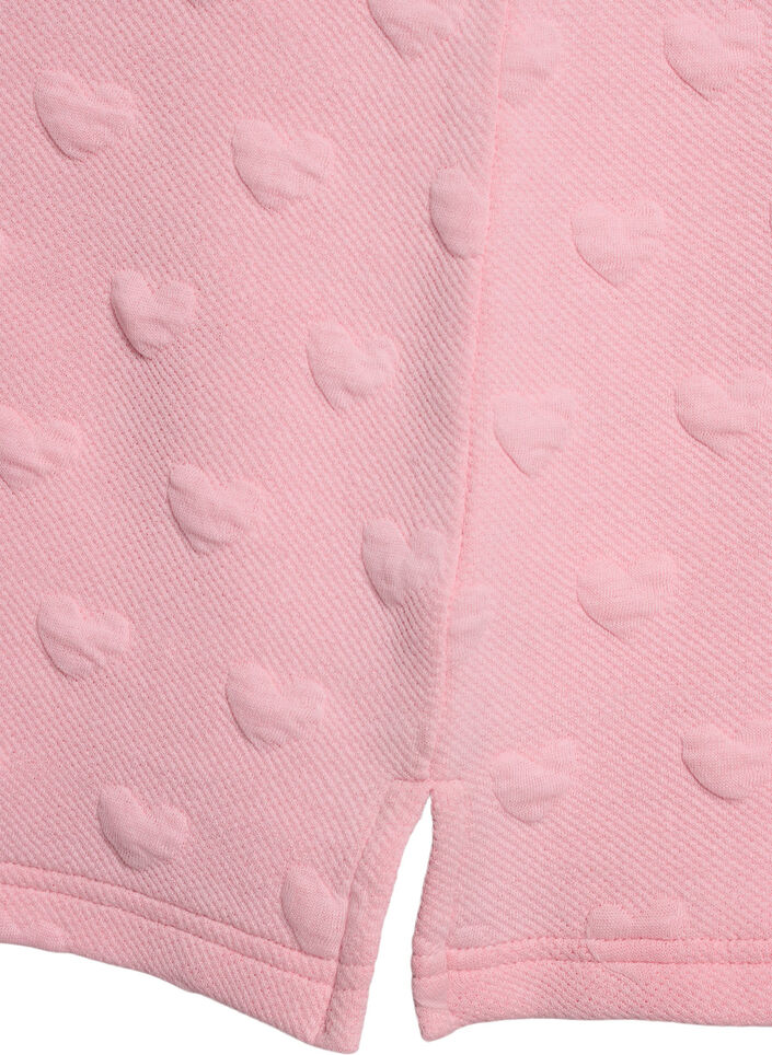 T-shirt in embossed cotton jersey, Rose, Packshot image number 3