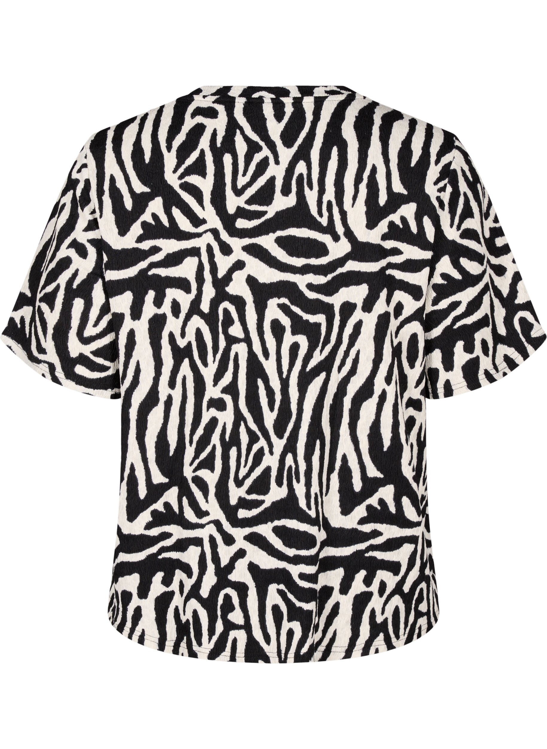 Zizzifashion Short-sleeved blouse with zebra print, Black, Packshot image number 1