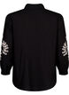 Loose cotton shirt with embroidery, Black, Packshot image number 1