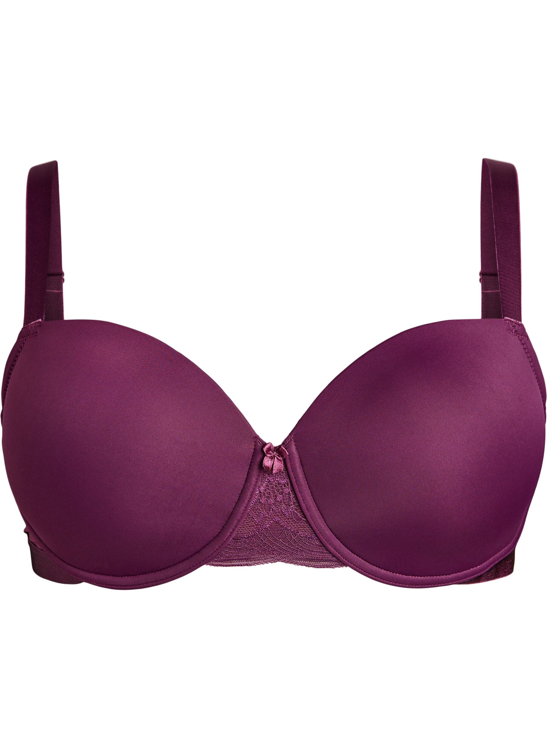 Zizzifashion Moulded bra with mesh, Purple, Packshot image number 0