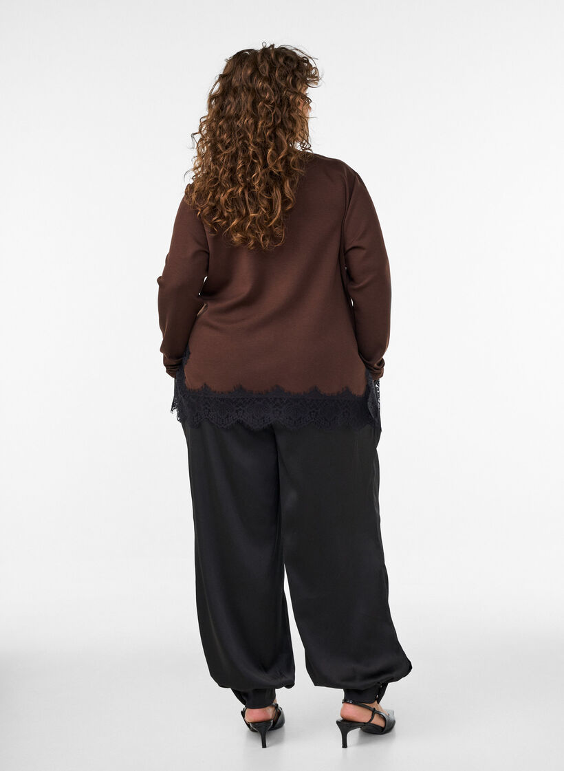 Satin-look balloon trousers, Black, Model image number 1