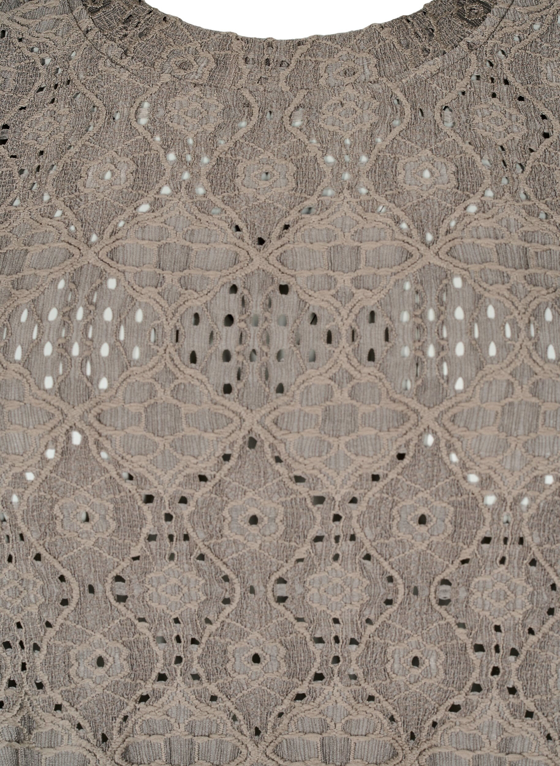 Zizzifashion Long-sleeved blouse with an openwork pattern, Brown, Packshot image number 2