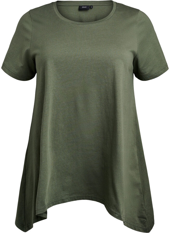 T-shirt with a round neck and A-line shape, Green, Packshot image number 0