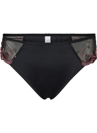 G-string with mesh and colored lace, Black Red Comb, Packshot image number 0