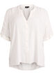Viscose shirt with short sleeves and ruched detail, Vanilla, Packshot image number 0