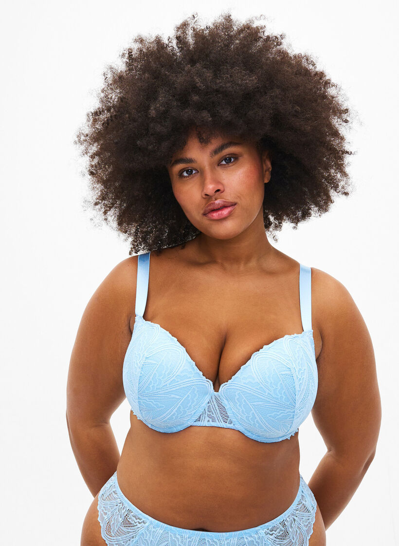 Molded lace bra with underwire, Light Blue, Model image number 0
