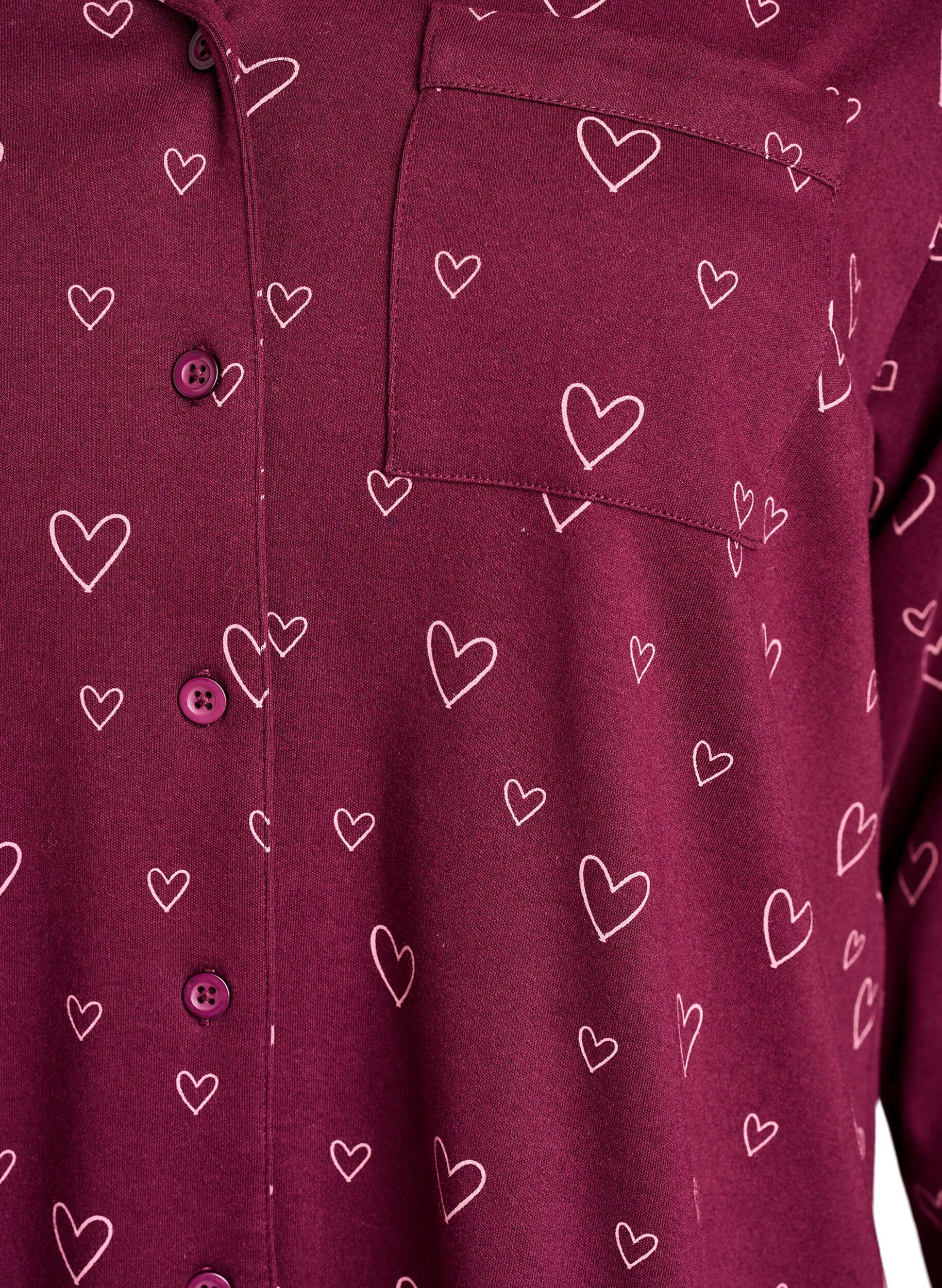 ZizzifashionCotton pyjama shirt with chest pocket, Red, Packshot image number 2
