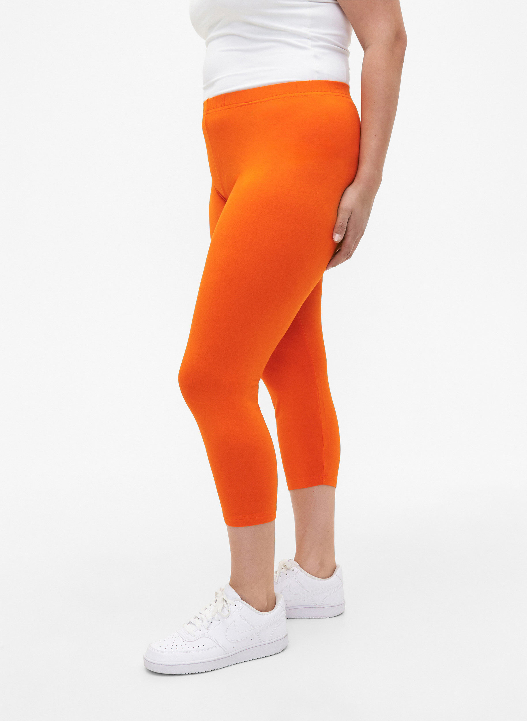 Zizzifashion Basic 3/4 leggings in viscose, Orange, Model image number 0
