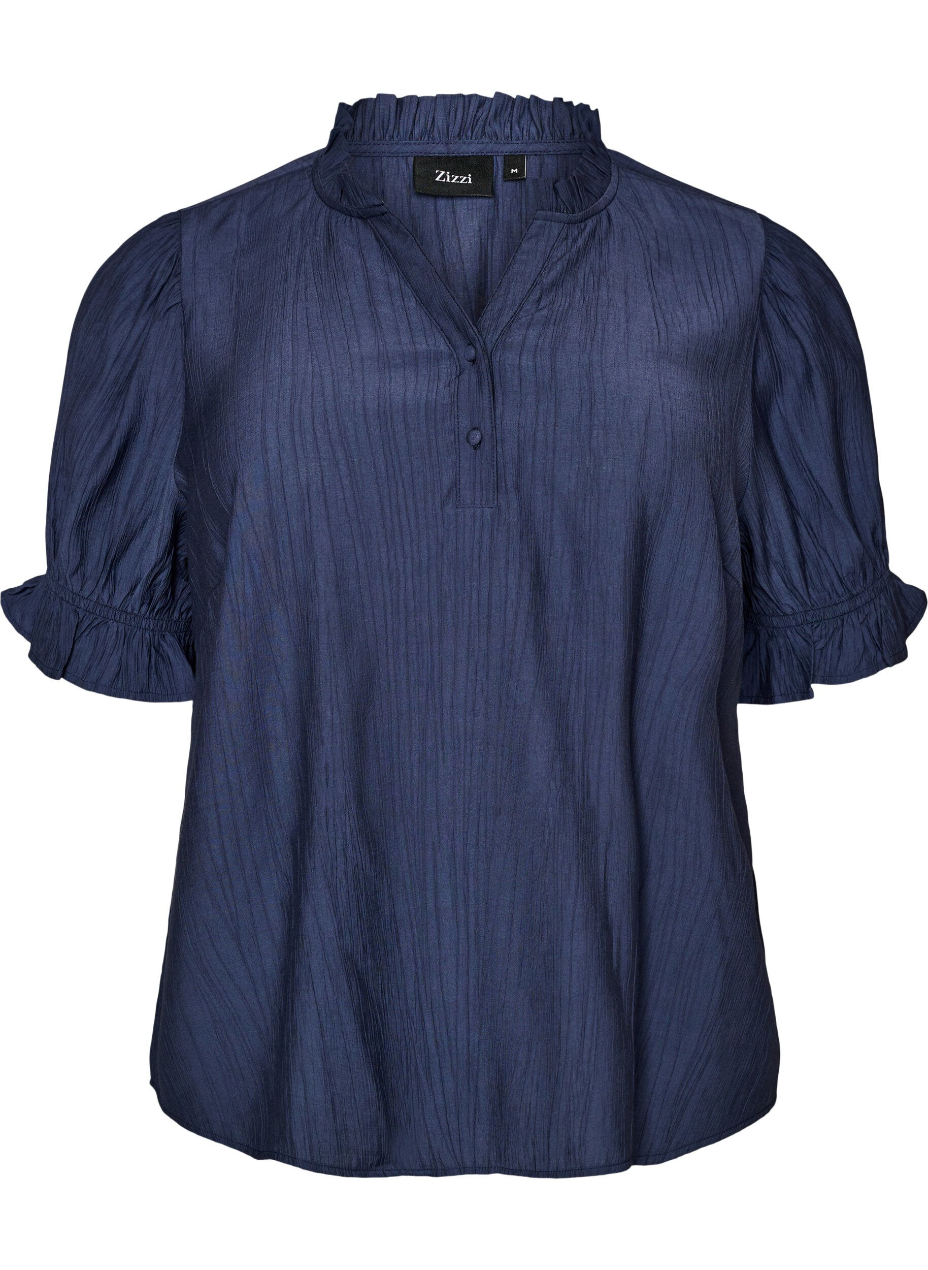 Blouse in a crinkled viscose blend with a V-neck