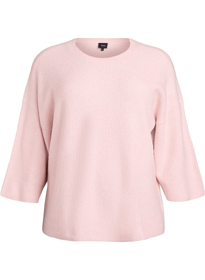 Loose knit with 3/4-sleeves, Pink, Packshot image number 0