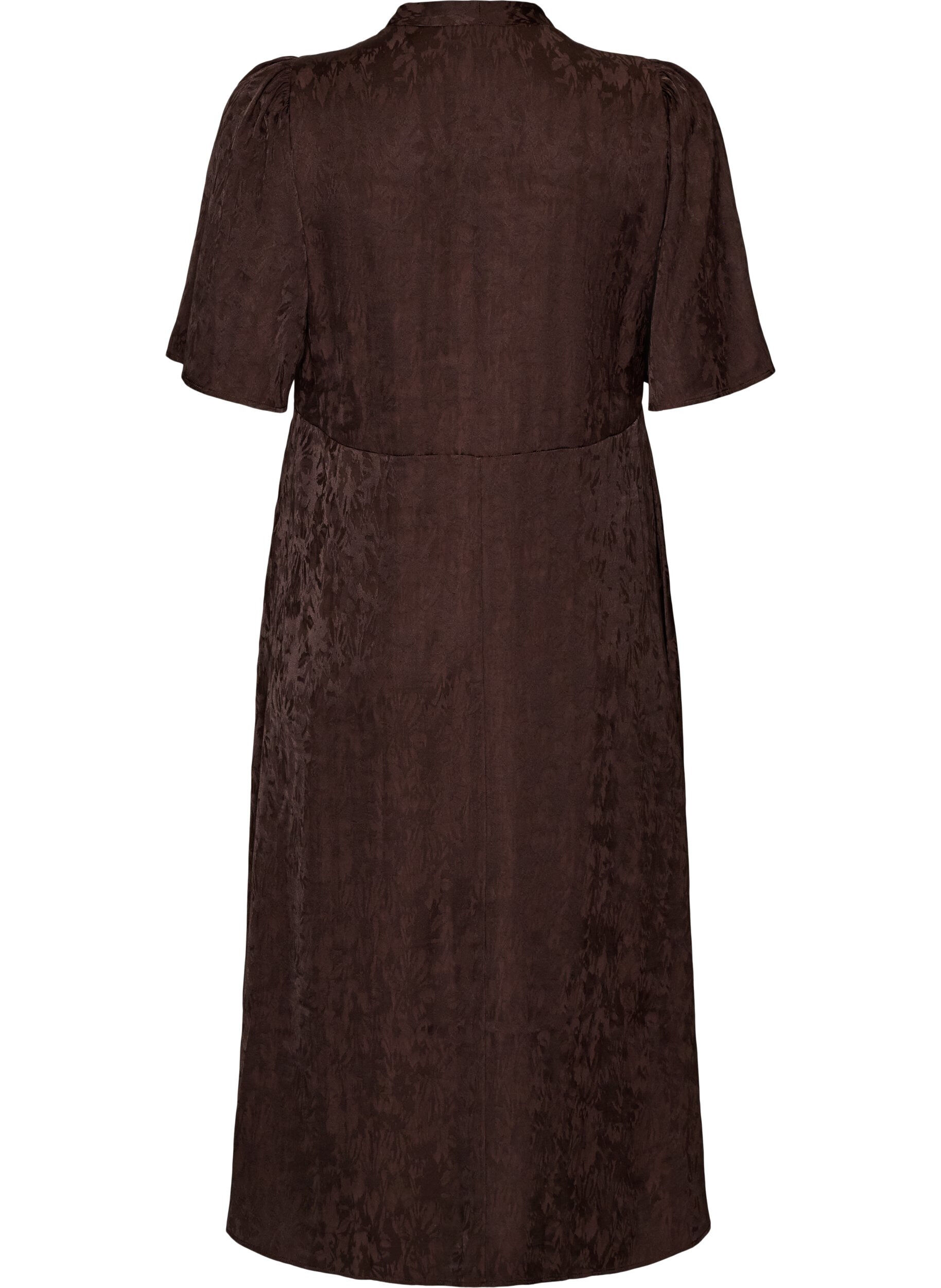 ZizzifashionMidi jacquard dress with paisley pattern and wing sleeves, Brown, Packshot image number 1