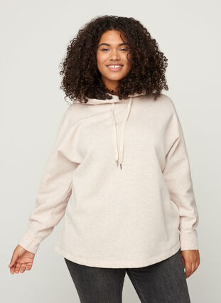 Hooded marled sweatshirt, Natural Melange, Model image number 0