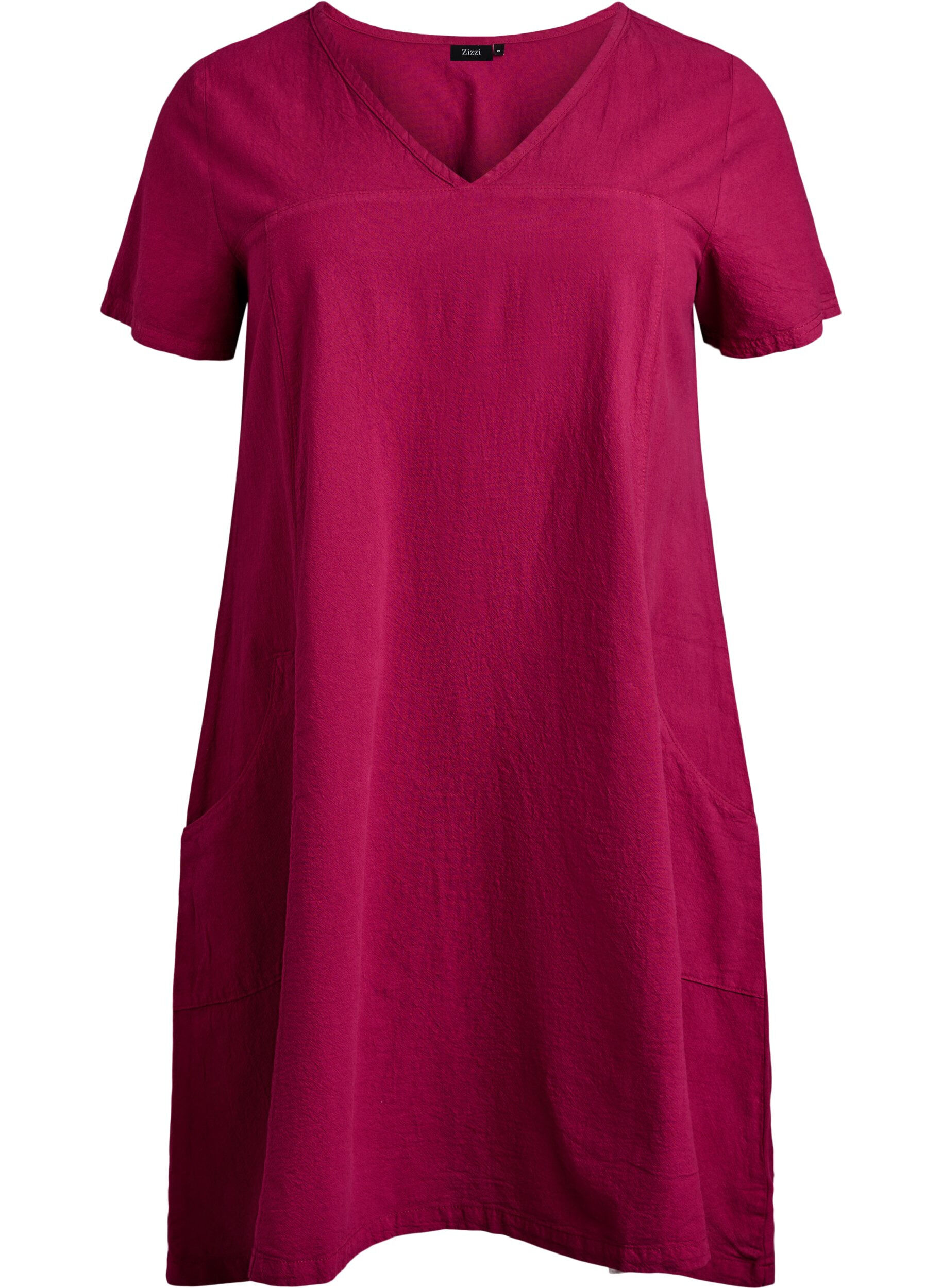 Zizzifashion Short-sleeved cotton dress, Red, Packshot image number 0