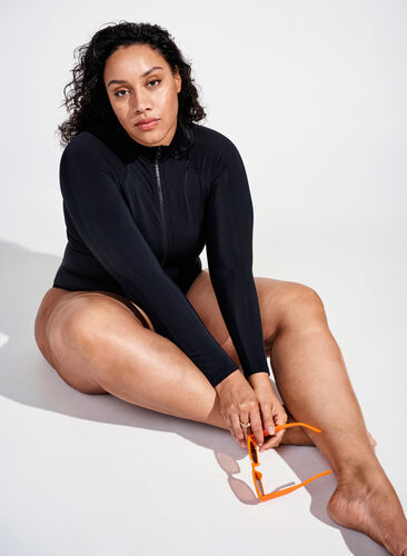 	 Swimsuit with long sleeves, Black, Image image number 1