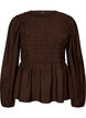 Blouse with smock and long sleeves, Brown, Packshot image number 0