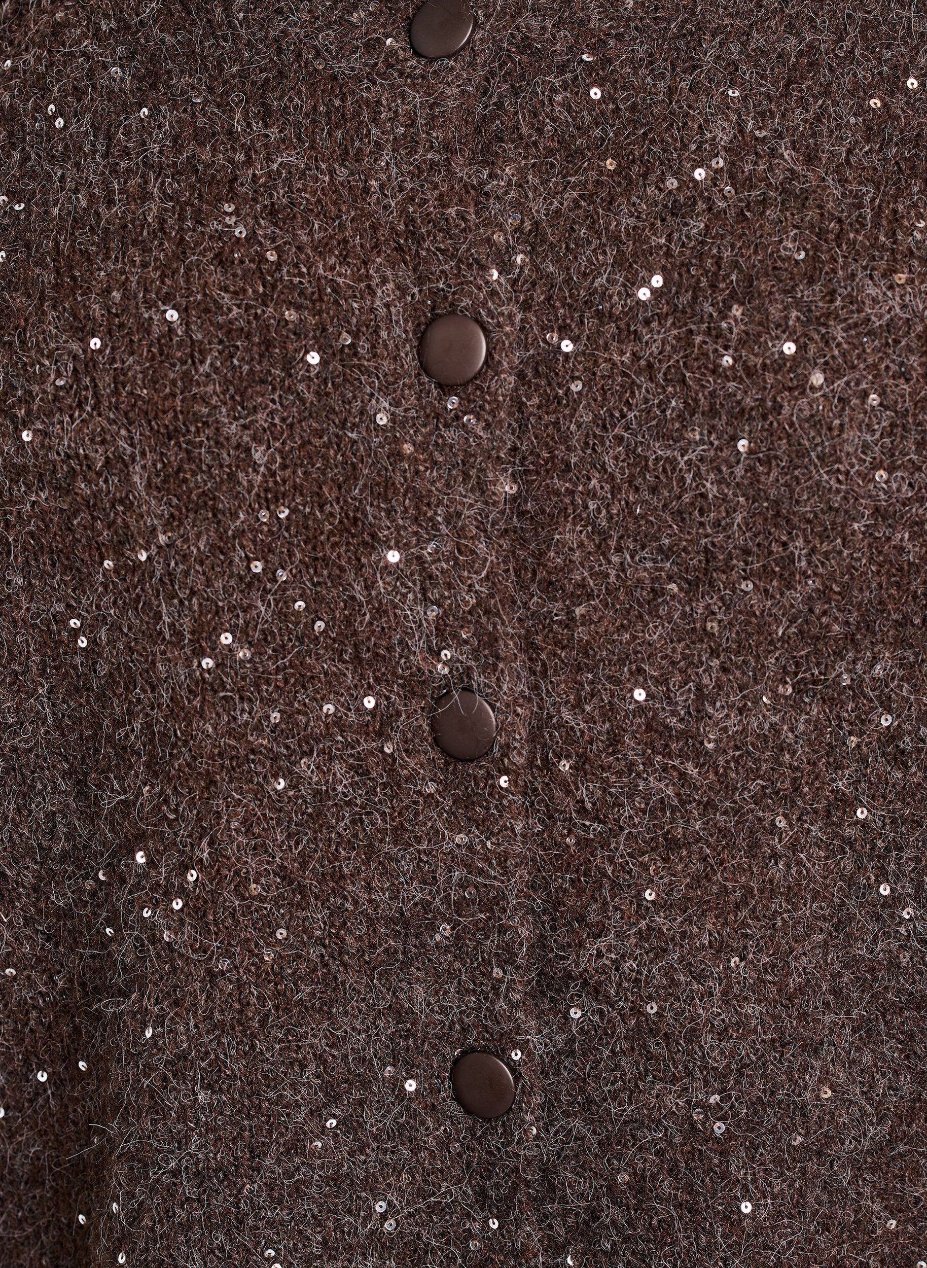 Zizzifashion Knitted cardigan with sequins, Brown, Packshot image number 2