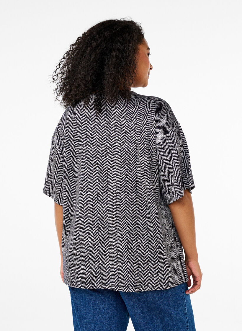 Oversize blouse with pattern, Blue, Model image number 2