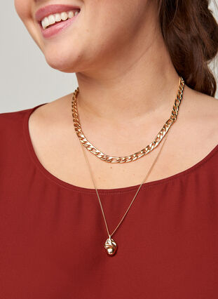 Necklace with a pendant, Gold Metal, Model image number 0
