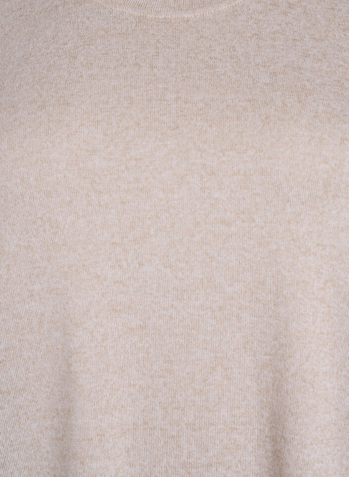 Blouse with button detail and short puff sleeves, Beige, Packshot image number 2