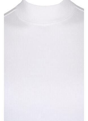 High neckline cotton top with ribbed fit, Bright White, Packshot image number 2
