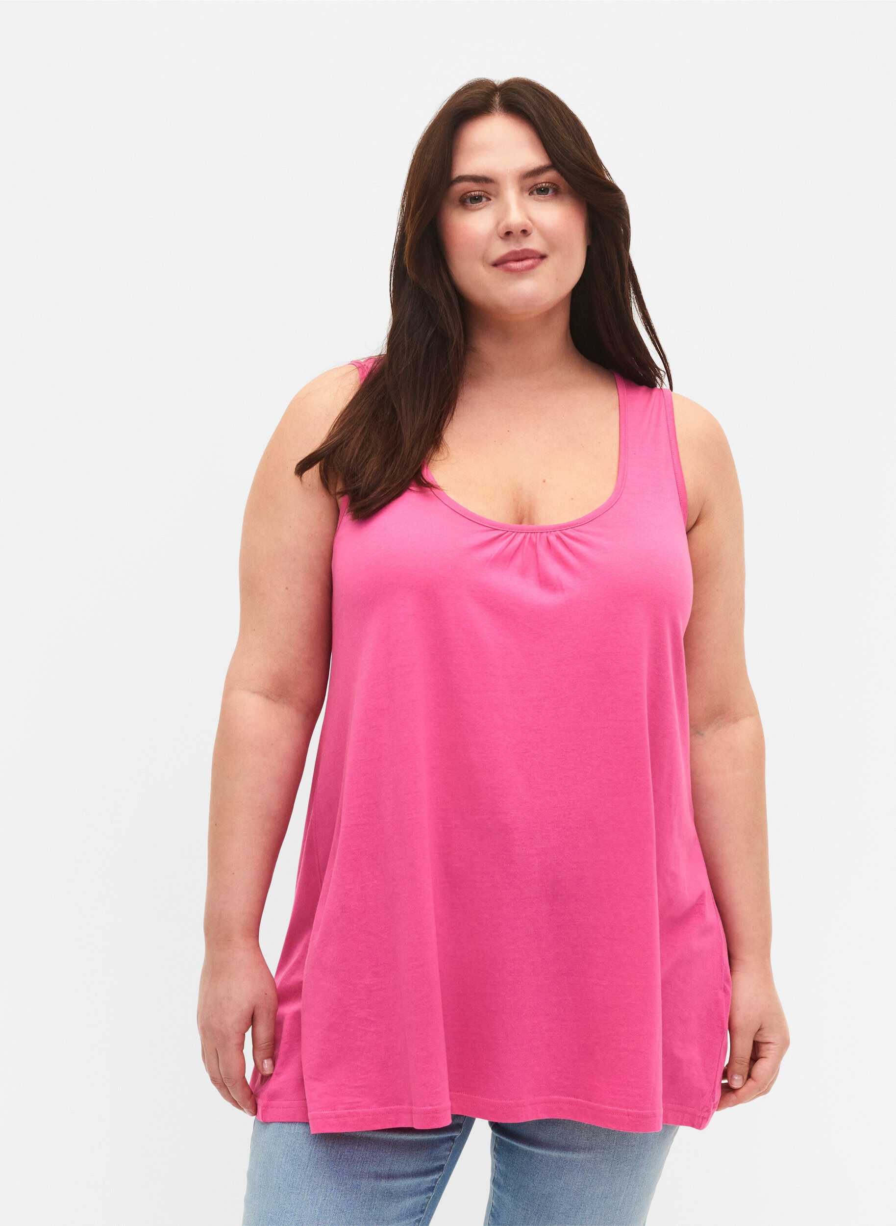 Zizzifashion Top with a-shape and round neck, Shocking Pink, Model image number 0