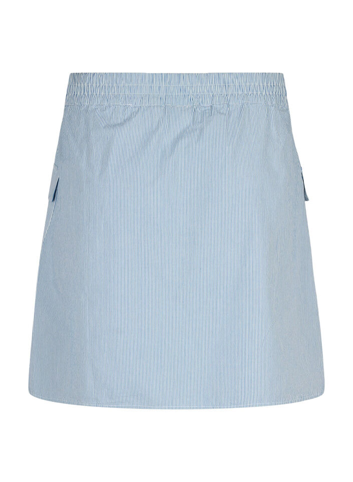 Short cotton skirt with elasticated waistband, Blue, Packshot image number 1