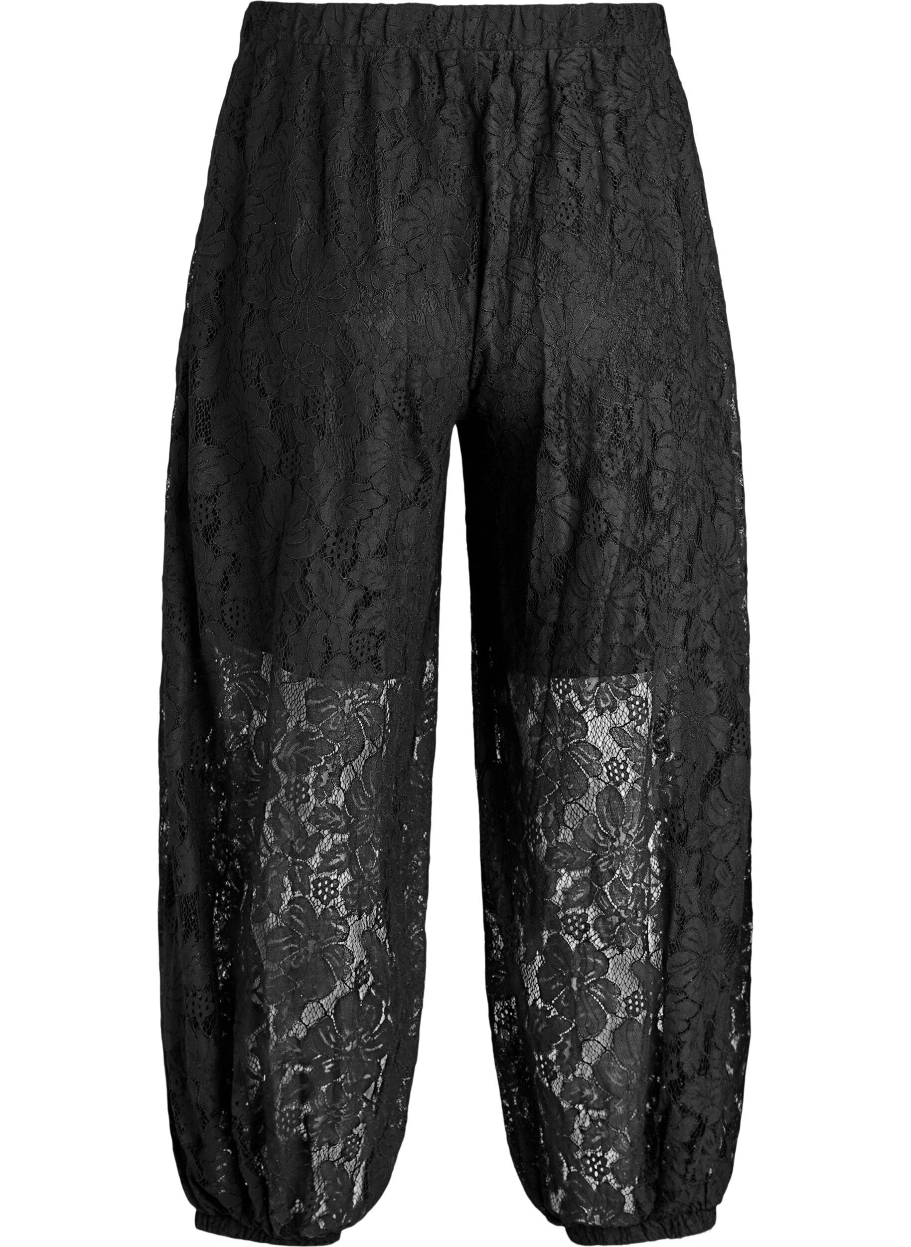 Zizzifashion Balloon lace trousers with a high waist, Black, Packshot image number 1