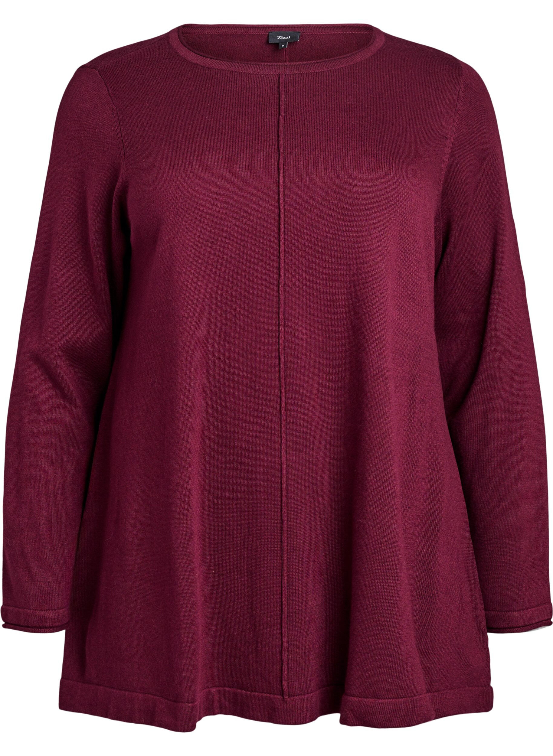 Zizzifashion Knitted blouse in cotton-viscose blend, Dark Bordeaux, Packshot image number 0