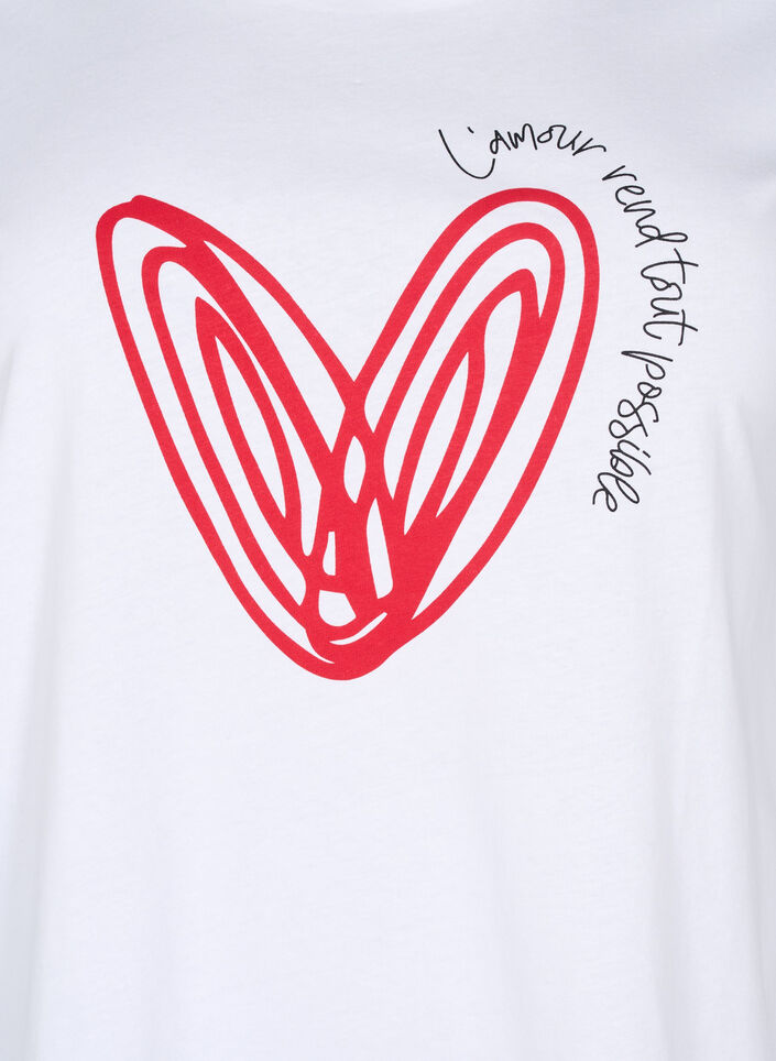 Cotton T-shirt with motif, Bright W. w. Heart, Packshot image number 2