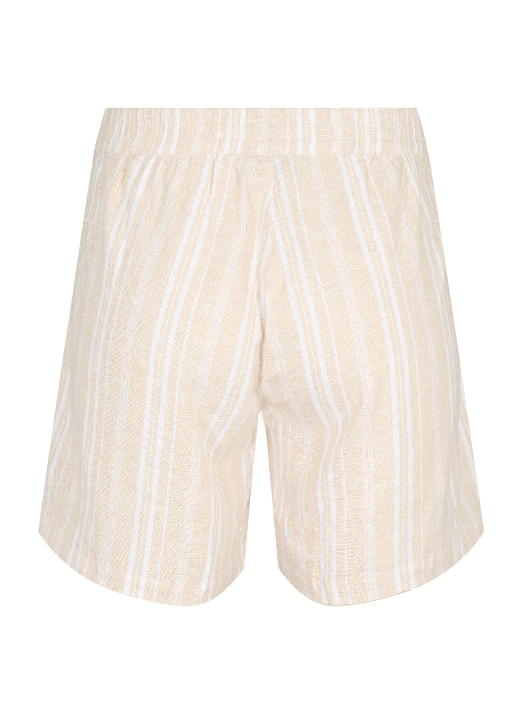 Zizzifashion Striped shorts in a linen-viscose blend, Beige, Packshot image number 1