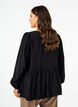 Blouse with pearl bows and long sleeves, Black, Model image number 1