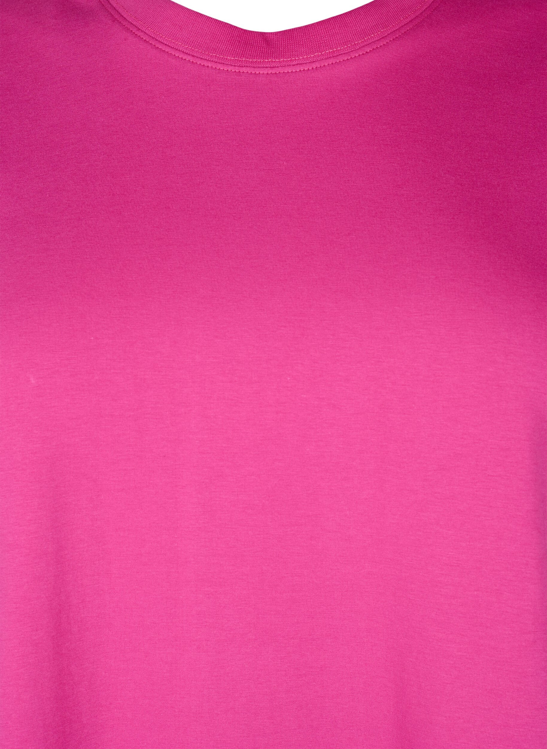 Zizzifashion T-shirt in organic cotton with a round neck, Raspberry Rose, Packshot image number 2