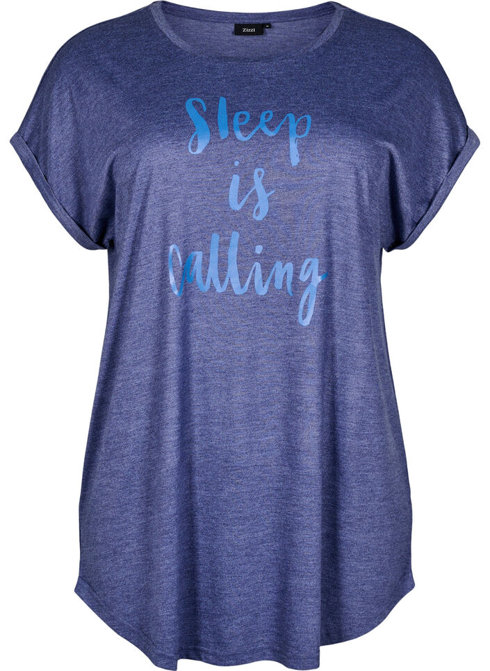 Short sleeve nightgown with text print, , Packshot image number 0