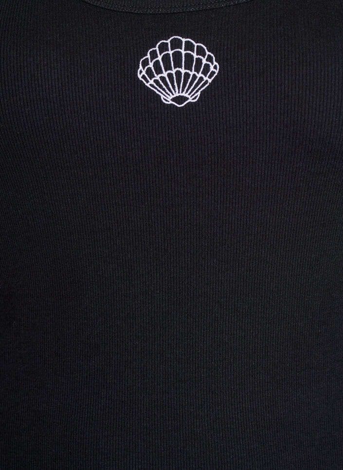 Fitted top with motif, Black, Packshot image number 2