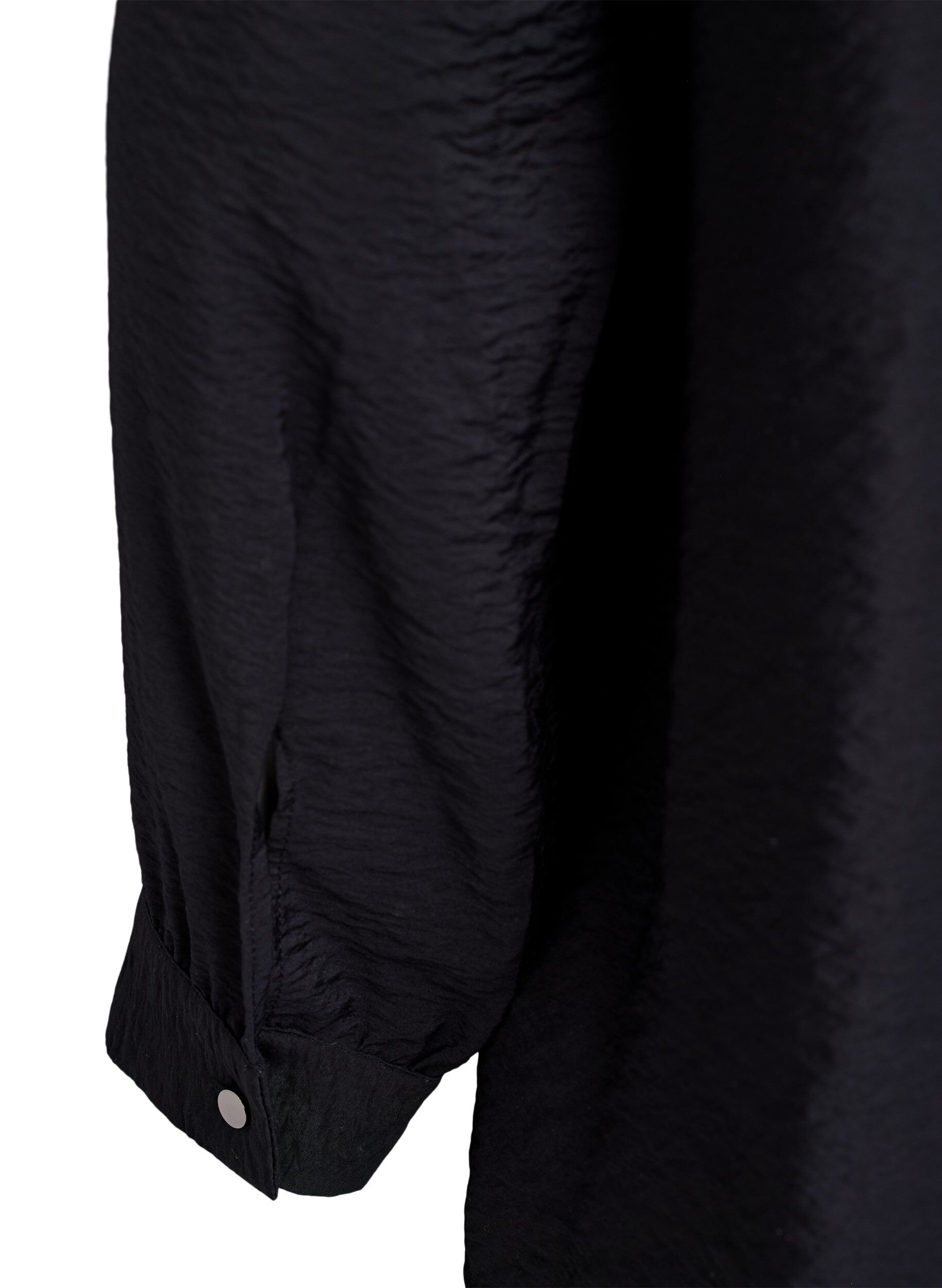 Zizzifashion Viscose shirt with pearl fringes on the collar, Black, Packshot image number 3