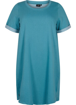 Sweater dress with short sleeves and slits, Brittany Blue, Packshot image number 0