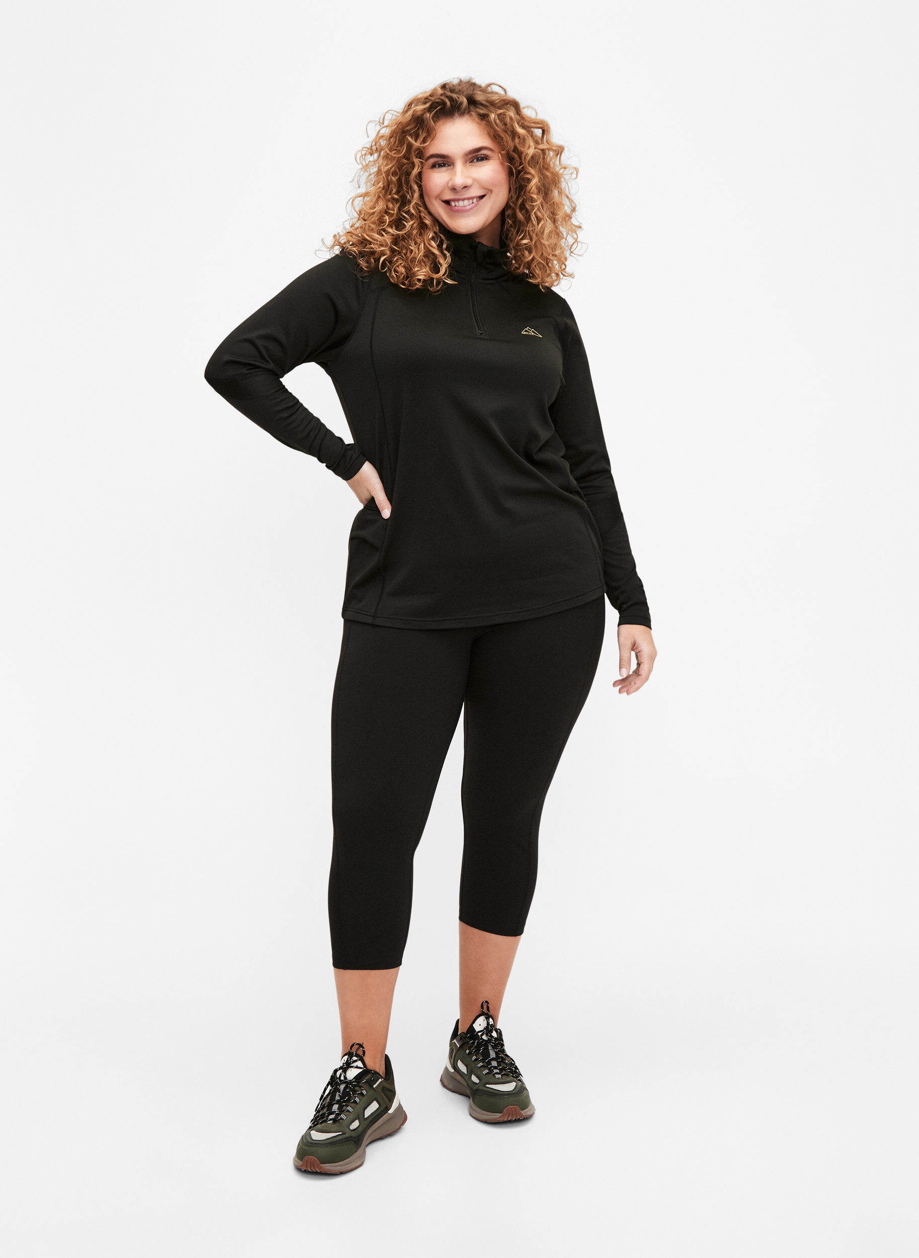 Zizzifashion 3/4 training leggings with pockets, Black, Model image number 3