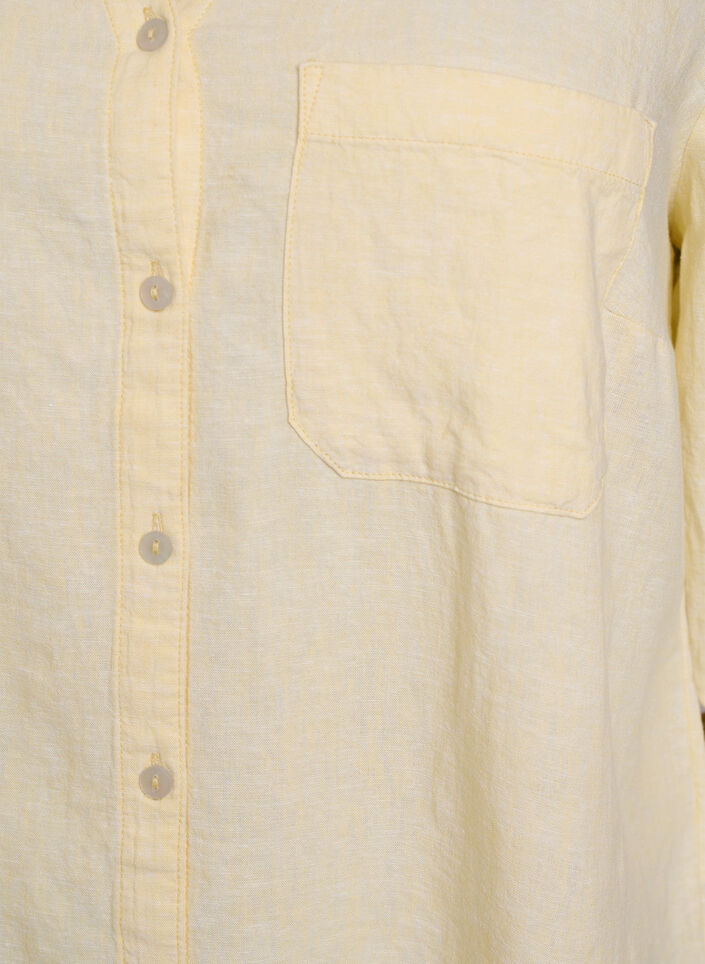 Shirt in linen and viscose with 3/4 sleeves, Yellow, Packshot image number 2