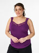 Viscose top with lace edge, Purple, Model image number 0