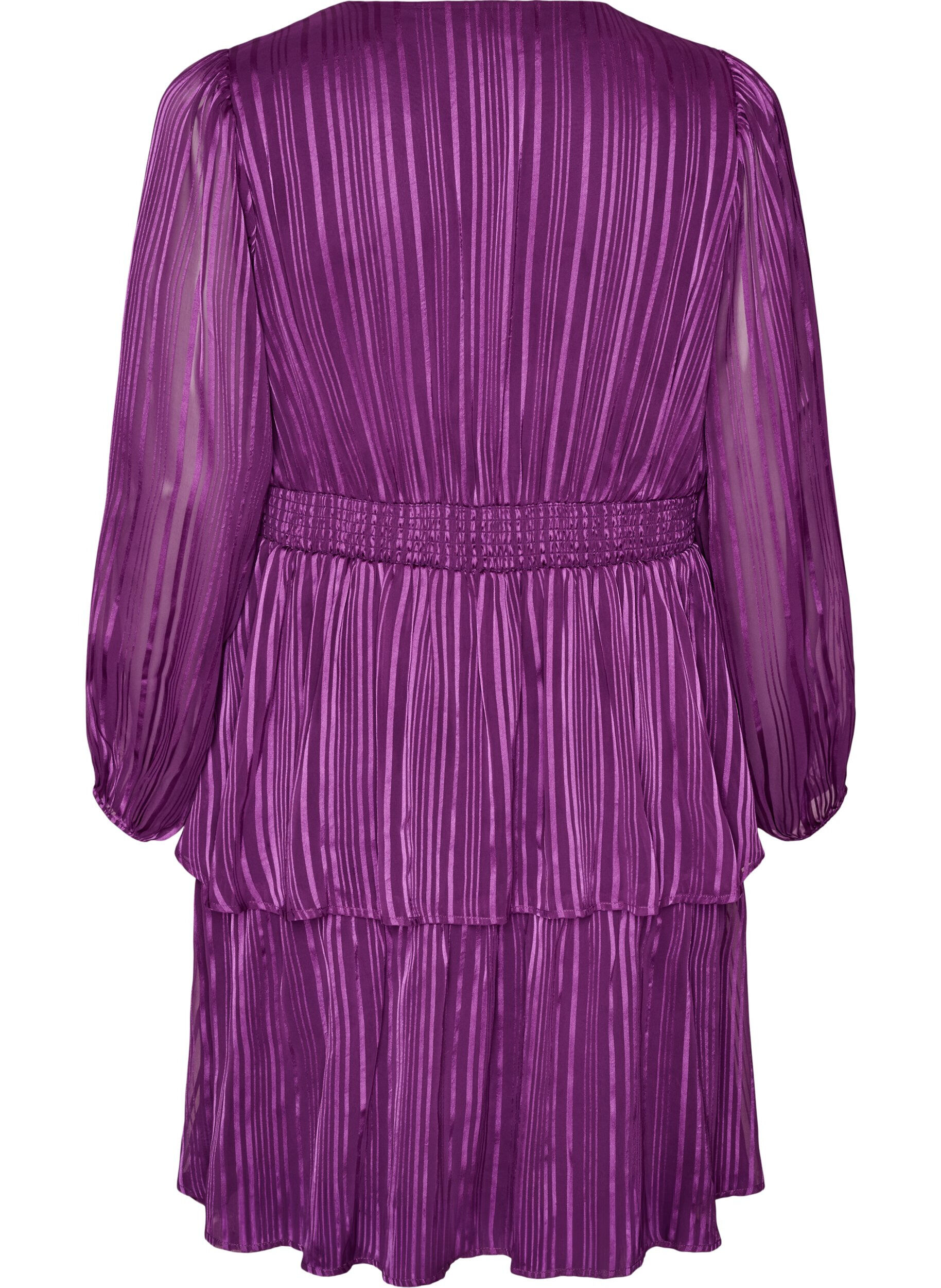 ZizzifashionKnee-length dress with sheer stripes and wrap effect, Purple, Packshot image number 1