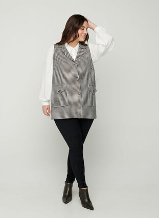 Checked cotton vest, Black Comb, Model image number 3