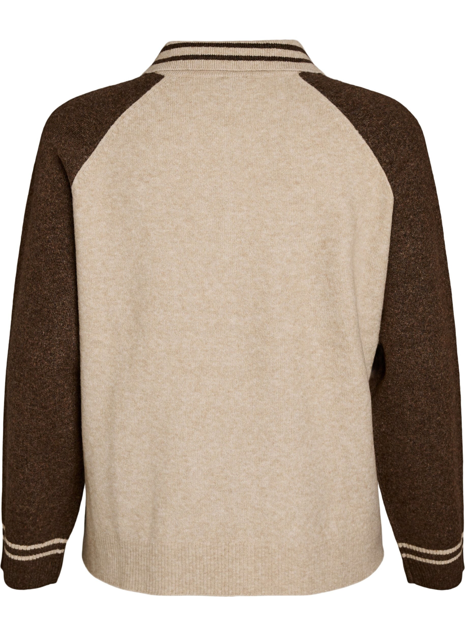 ZizzifashionCardigan with contrast sleeves and collar, Beige, Packshot image number 1