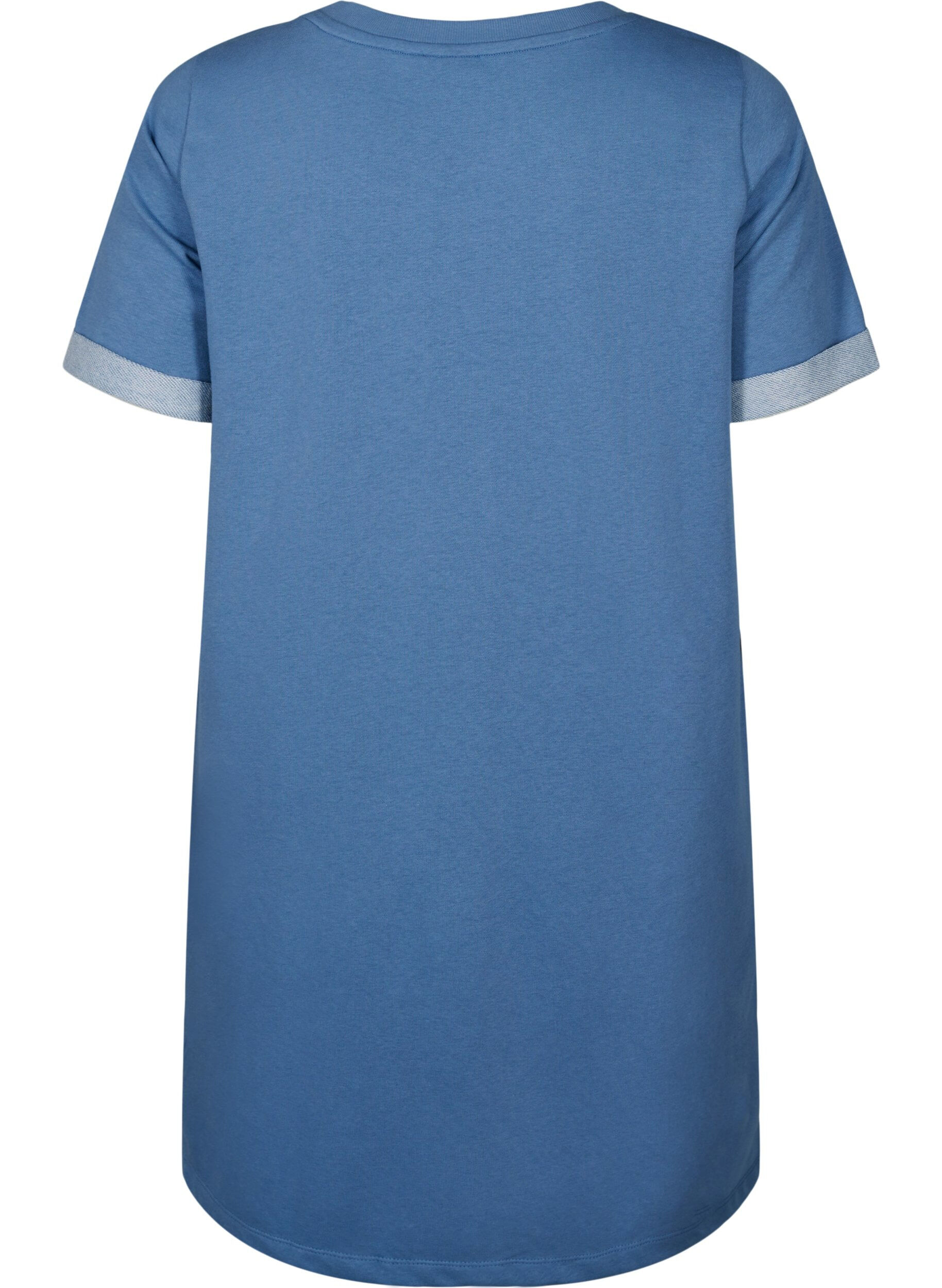 Zizzifashion Short-sleeved sweat dress with pockets, Moonlight Blue, Packshot image number 1