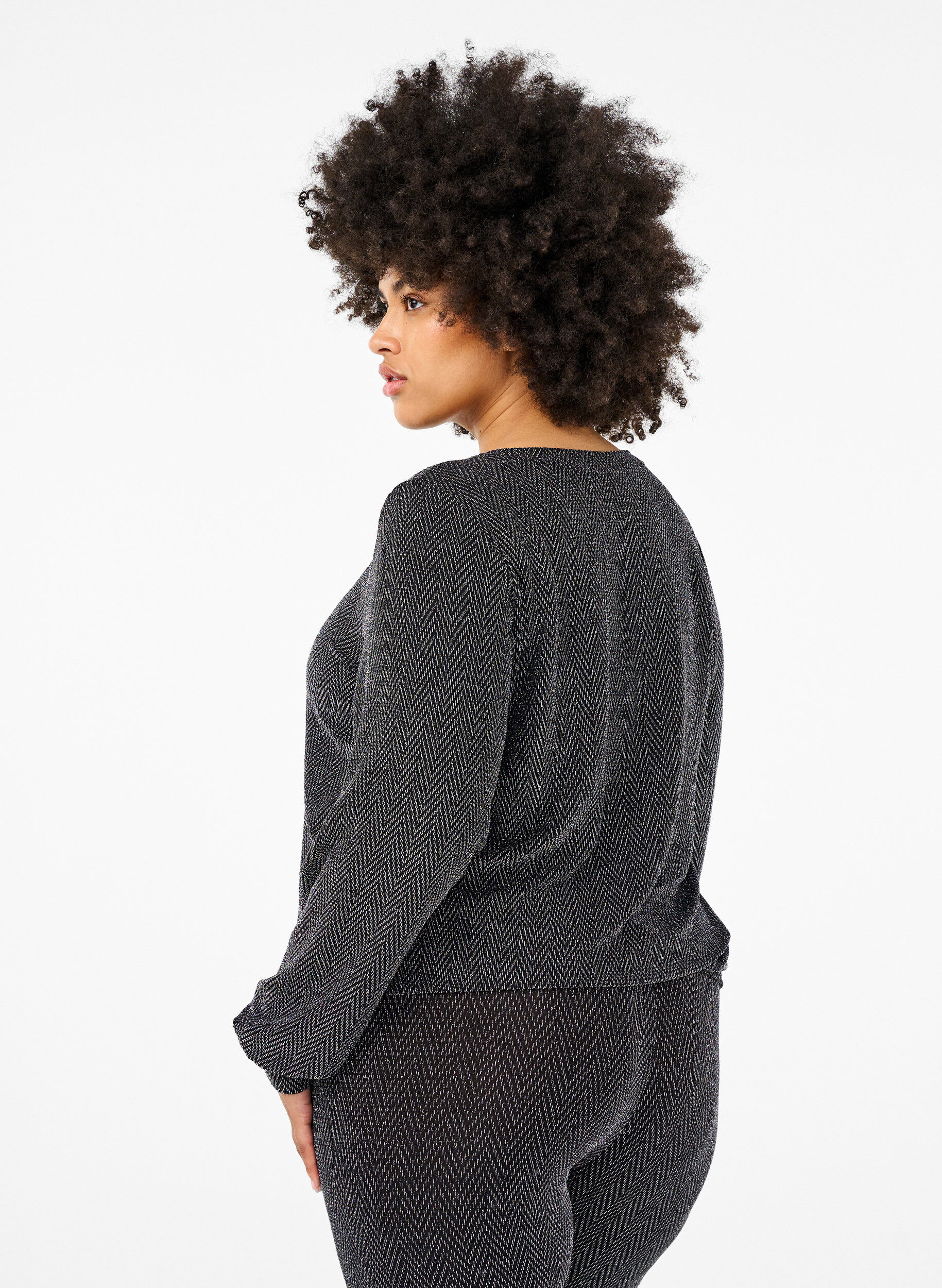 Zizzifashion Blouse with glitter pattern, Silver ZigZagShimmer, Model image number 1