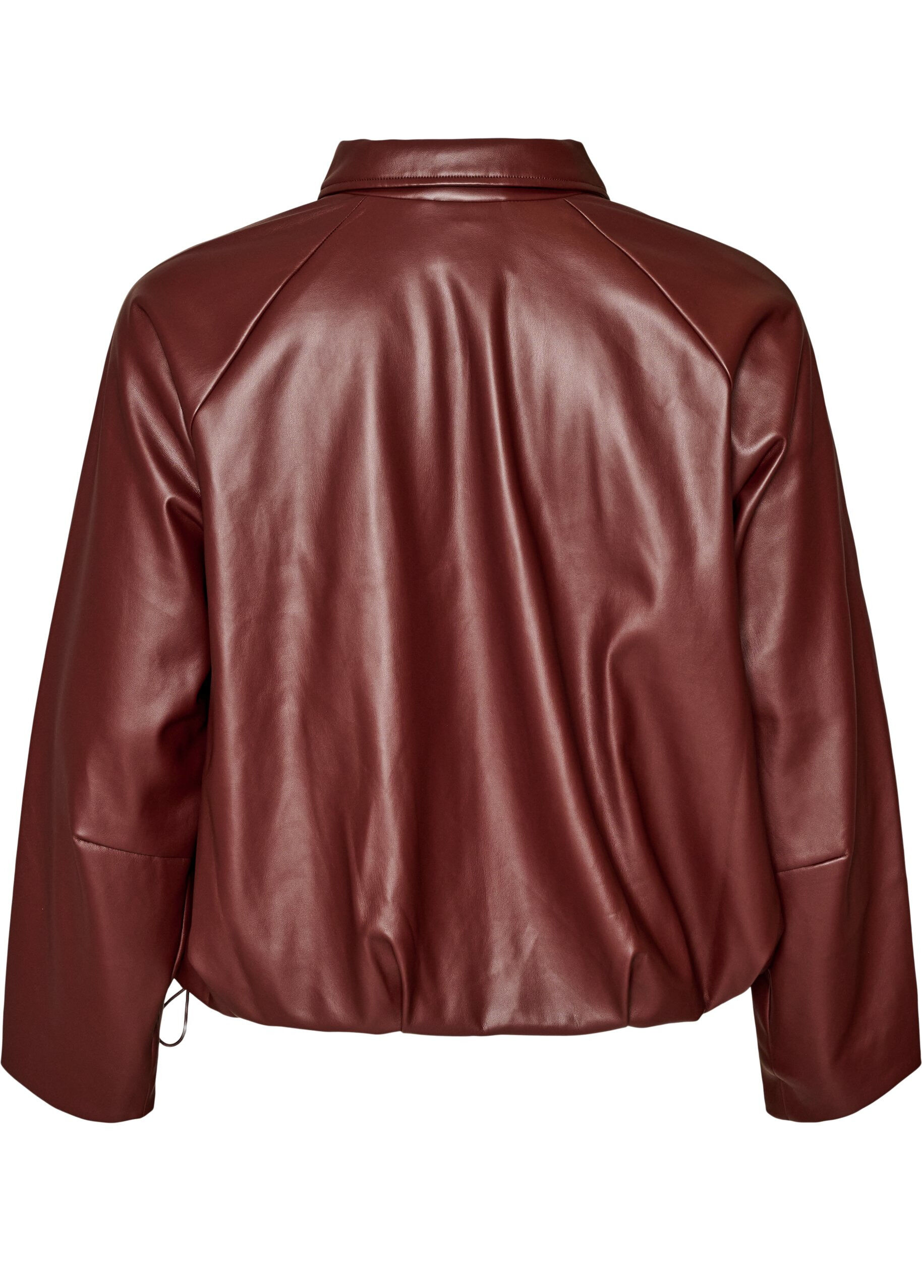 ZizzifashionFaux leather bomber jacket with a drawstring hem, Brown, Packshot image number 1